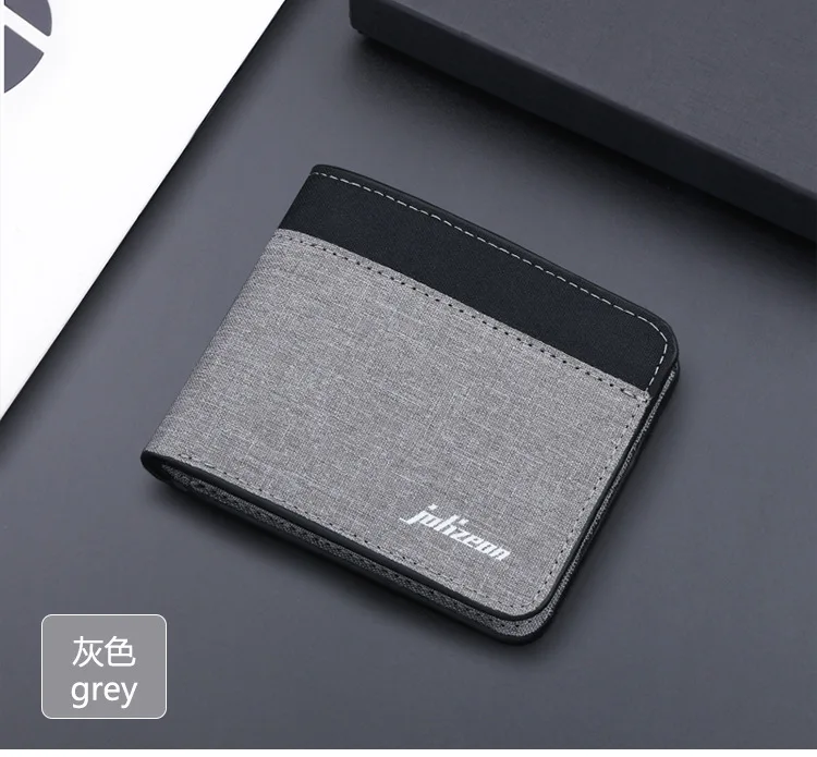Canvas Men Wallet Black/blue/gray Card Holder Wallet Male Money Bag ID/photo/bank Holder Short Purse Credit Card Case Bag