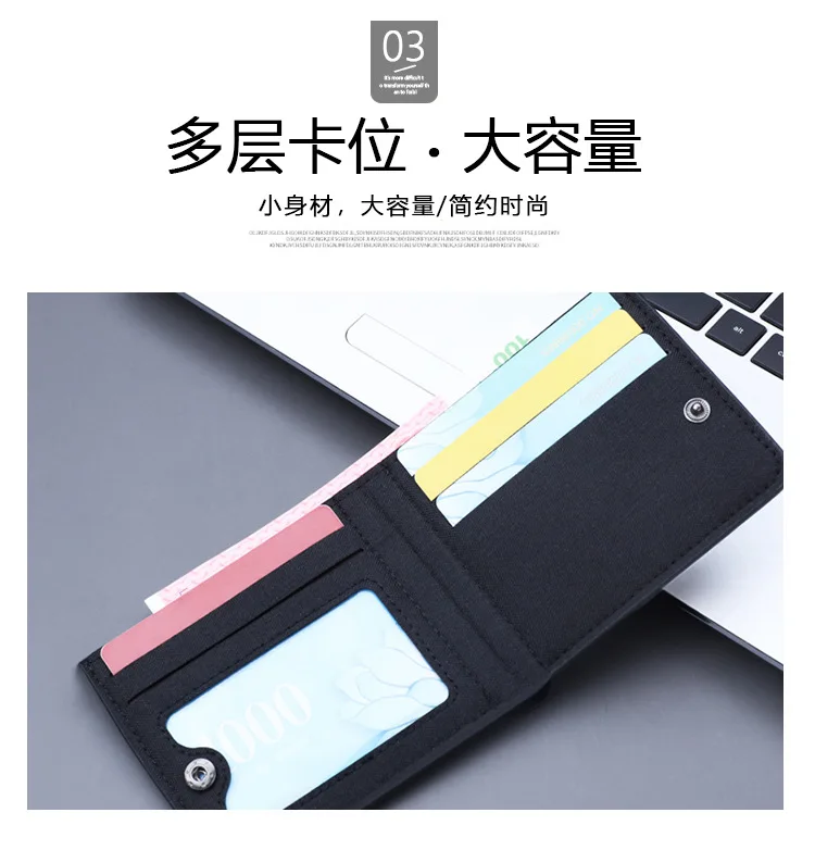 Canvas Men Wallet Black/blue/gray Card Holder Wallet Male Money Bag ID/photo/bank Holder Short Purse Credit Card Case Bag