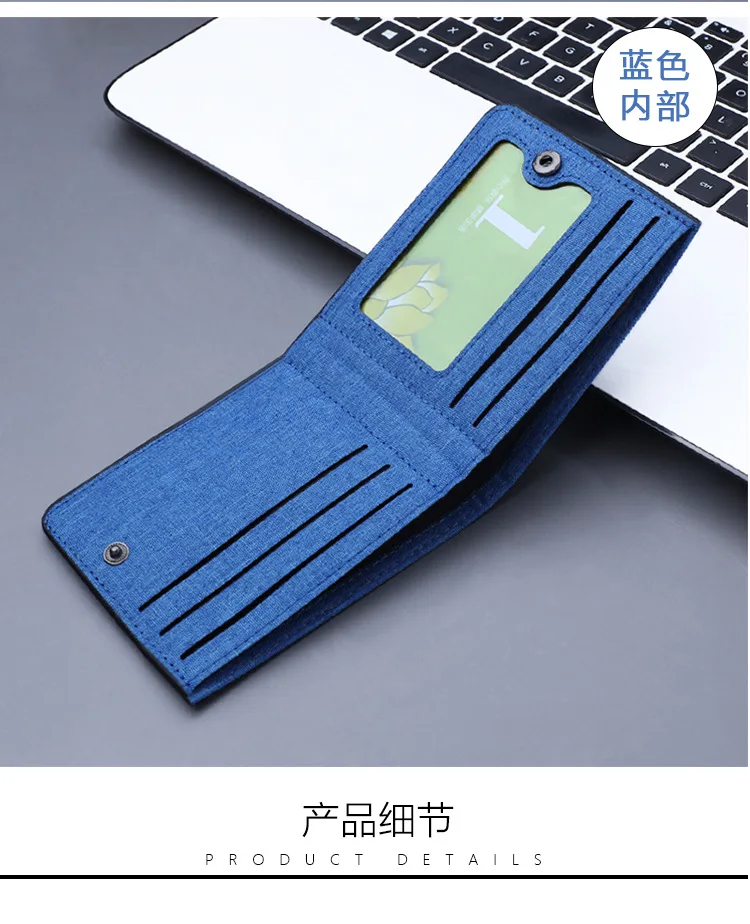 Canvas Men Wallet Black/blue/gray Card Holder Wallet Male Money Bag ID/photo/bank Holder Short Purse Credit Card Case Bag