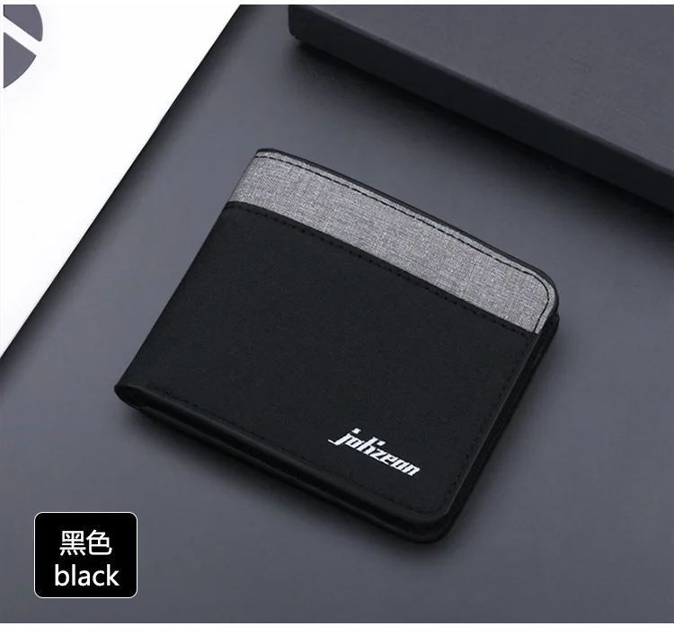 Canvas Men Wallet Black/blue/gray Card Holder Wallet Male Money Bag ID/photo/bank Holder Short Purse Credit Card Case Bag