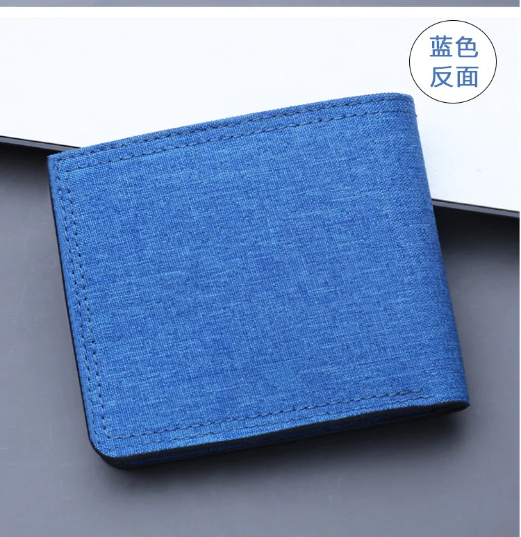 Canvas Men Wallet Black/blue/gray Card Holder Wallet Male Money Bag ID/photo/bank Holder Short Purse Credit Card Case Bag