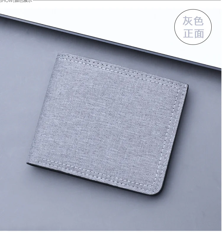 Canvas Men Wallet Black/blue/gray Card Holder Wallet Male Money Bag ID/photo/bank Holder Short Purse Credit Card Case Bag