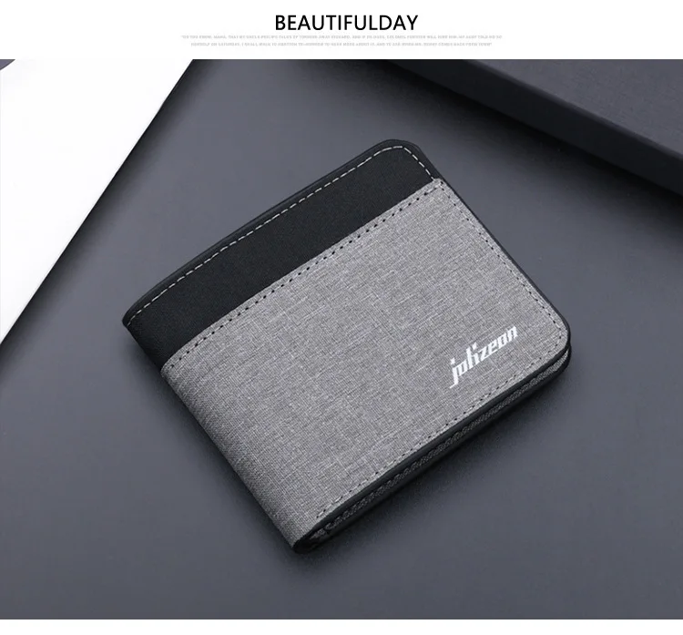 Canvas Men Wallet Black/blue/gray Card Holder Wallet Male Money Bag ID/photo/bank Holder Short Purse Credit Card Case Bag