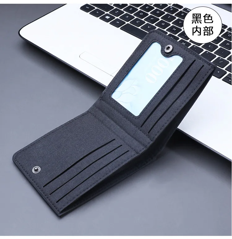 Canvas Men Wallet Black/blue/gray Card Holder Wallet Male Money Bag ID/photo/bank Holder Short Purse Credit Card Case Bag