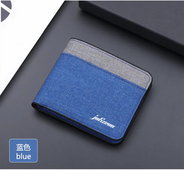 Canvas Men Wallet Black/blue/gray Card Holder Wallet Male Money Bag ID/photo/bank Holder Short Purse Credit Card Case Bag