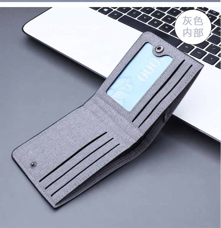 Canvas Men Wallet Black/blue/gray Card Holder Wallet Male Money Bag ID/photo/bank Holder Short Purse Credit Card Case Bag