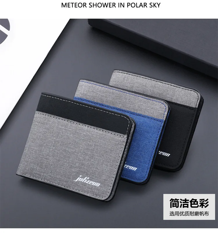 Canvas Men Wallet Black/blue/gray Card Holder Wallet Male Money Bag ID/photo/bank Holder Short Purse Credit Card Case Bag
