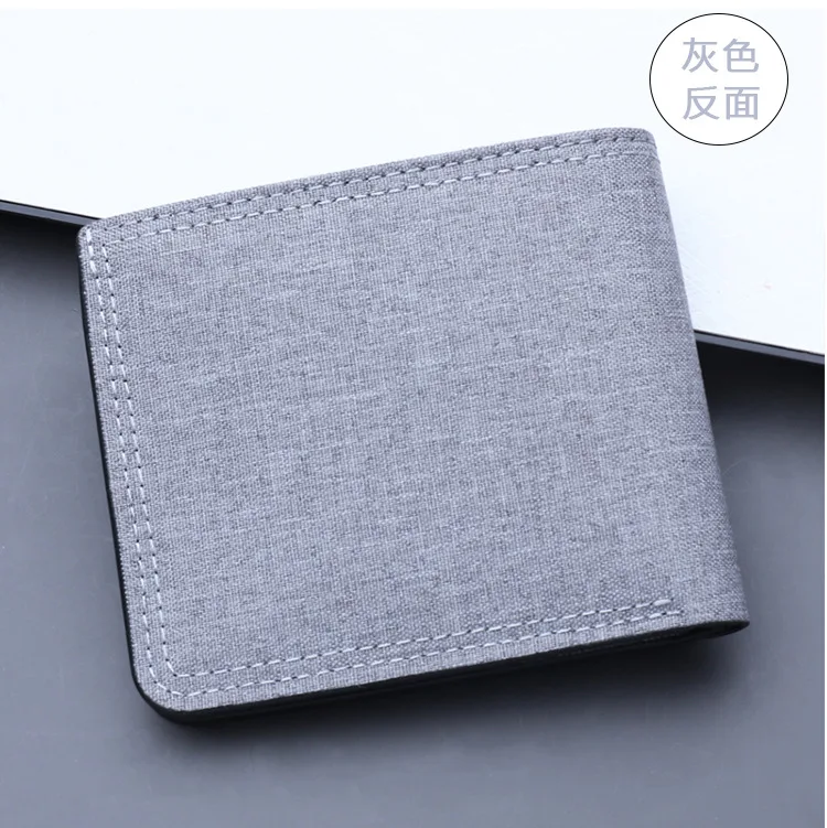 Canvas Men Wallet Black/blue/gray Card Holder Wallet Male Money Bag ID/photo/bank Holder Short Purse Credit Card Case Bag