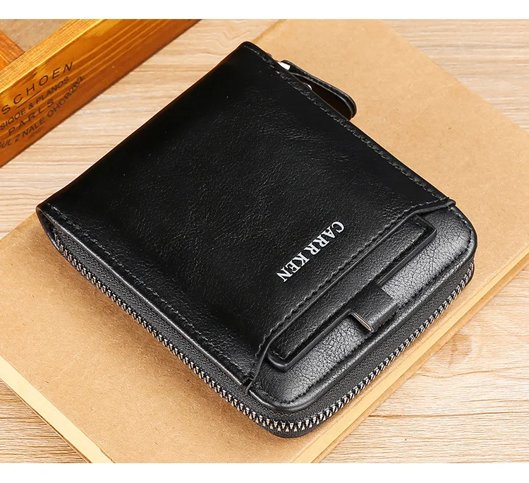 New Men Zipper Wallets Short Card Holder Vintage Male Wallet High Quality PU Leather Classic Coin Pocket Wallet For Boys 2025