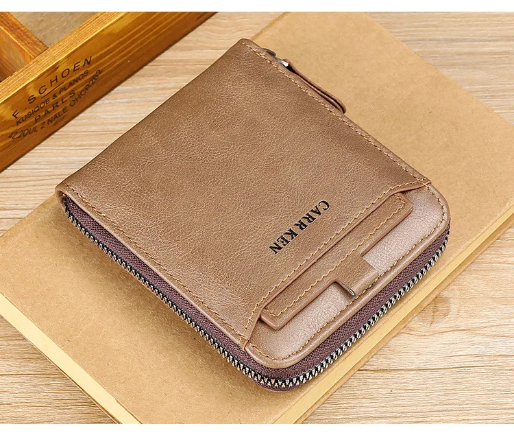 New Men Zipper Wallets Short Card Holder Vintage Male Wallet High Quality PU Leather Classic Coin Pocket Wallet For Boys 2025