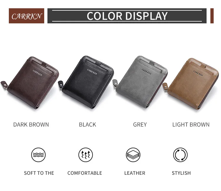 New Men Zipper Wallets Short Card Holder Vintage Male Wallet High Quality PU Leather Classic Coin Pocket Wallet For Boys 2025