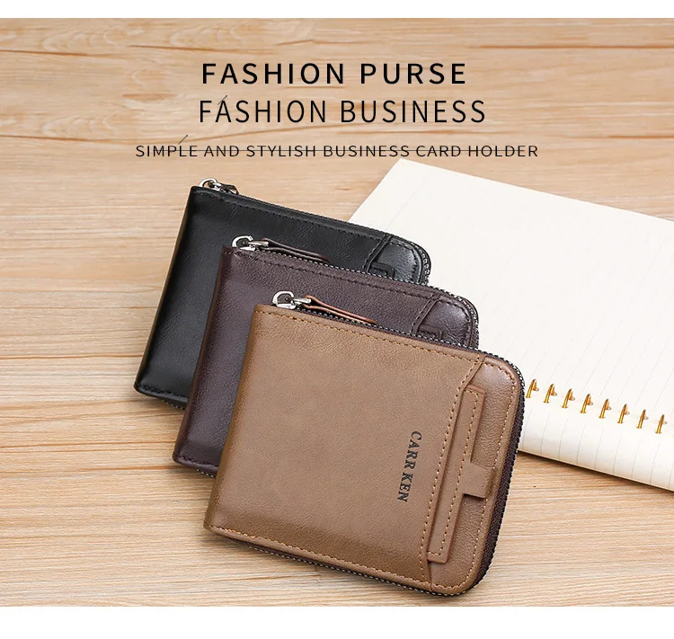 New Men Zipper Wallets Short Card Holder Vintage Male Wallet High Quality PU Leather Classic Coin Pocket Wallet For Boys 2025