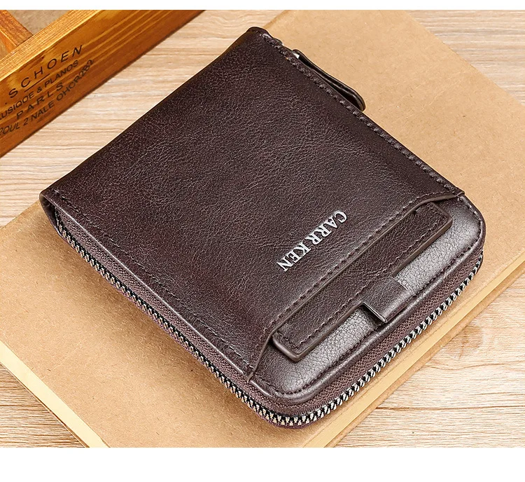 New Men Zipper Wallets Short Card Holder Vintage Male Wallet High Quality PU Leather Classic Coin Pocket Wallet For Boys 2025