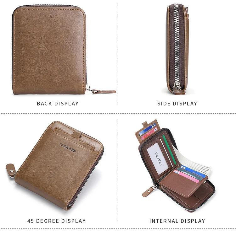 New Men Zipper Wallets Short Card Holder Vintage Male Wallet High Quality PU Leather Classic Coin Pocket Wallet For Boys 2025