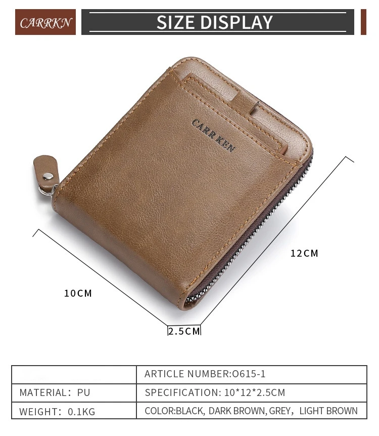 New Men Zipper Wallets Short Card Holder Vintage Male Wallet High Quality PU Leather Classic Coin Pocket Wallet For Boys 2025