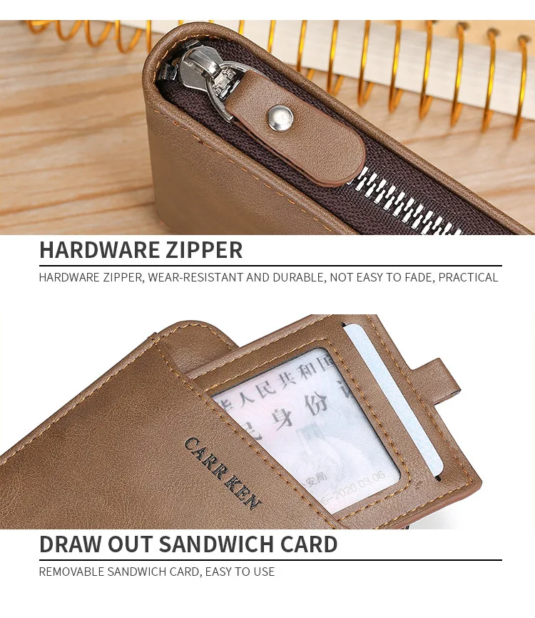 New Men Zipper Wallets Short Card Holder Vintage Male Wallet High Quality PU Leather Classic Coin Pocket Wallet For Boys 2025