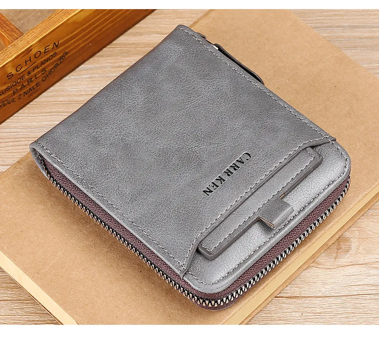 New Men Zipper Wallets Short Card Holder Vintage Male Wallet High Quality PU Leather Classic Coin Pocket Wallet For Boys 2025