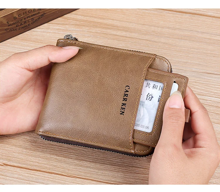 New Men Zipper Wallets Short Card Holder Vintage Male Wallet High Quality PU Leather Classic Coin Pocket Wallet For Boys 2025