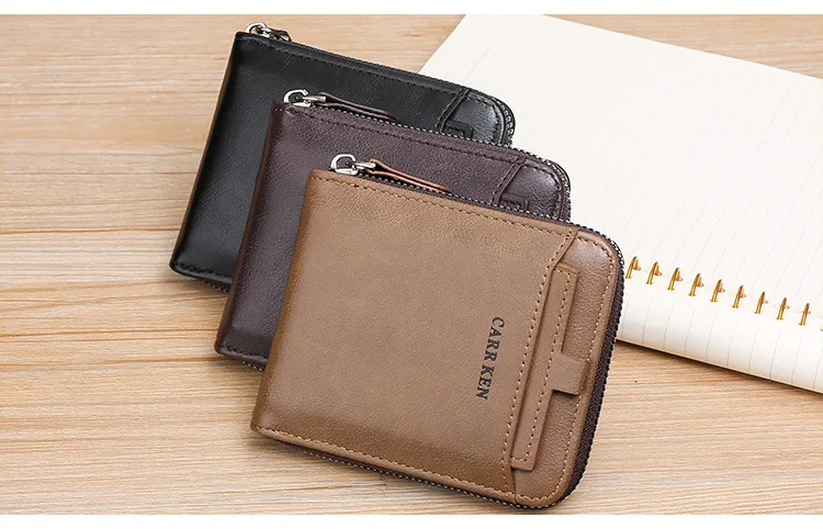 New Men Zipper Wallets Short Card Holder Vintage Male Wallet High Quality PU Leather Classic Coin Pocket Wallet For Boys 2025