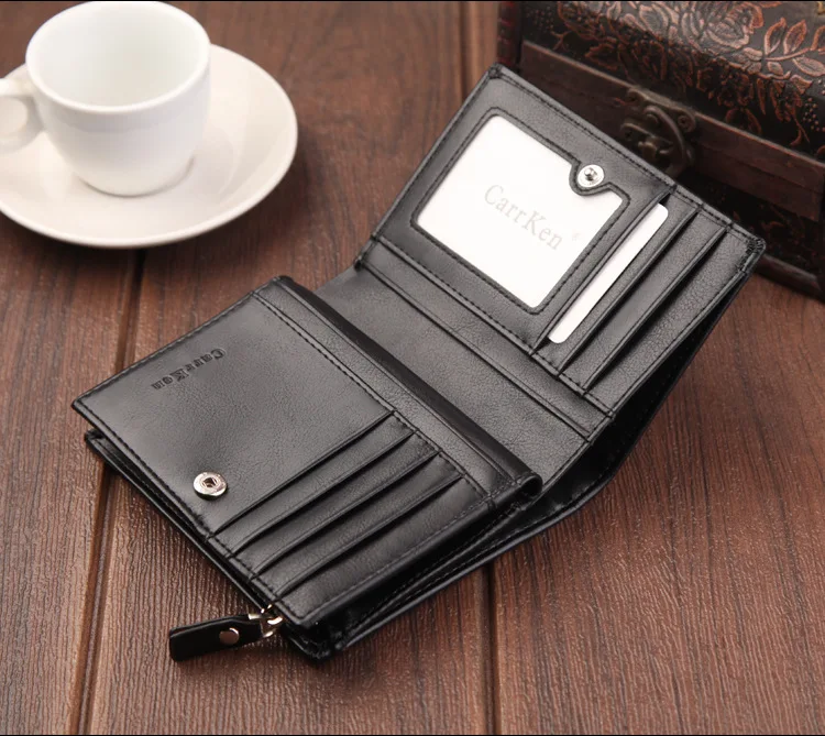 Vintage Men Leather Luxury Wallet Short Slim Male Purses Money Clip Credit Card Dollar Wallet Mens Card Purse