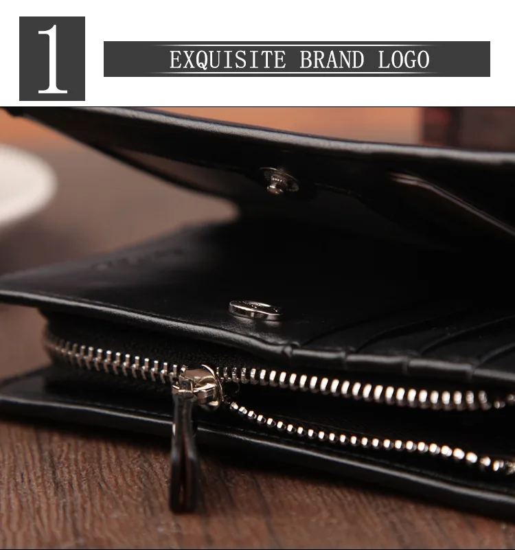 Vintage Men Leather Luxury Wallet Short Slim Male Purses Money Clip Credit Card Dollar Wallet Mens Card Purse