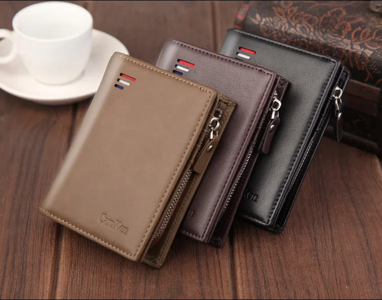 Vintage Men Leather Luxury Wallet Short Slim Male Purses Money Clip Credit Card Dollar Wallet Mens Card Purse