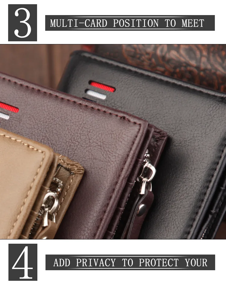 Vintage Men Leather Luxury Wallet Short Slim Male Purses Money Clip Credit Card Dollar Wallet Mens Card Purse