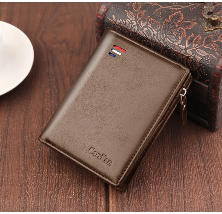 Vintage Men Leather Luxury Wallet Short Slim Male Purses Money Clip Credit Card Dollar Wallet Mens Card Purse