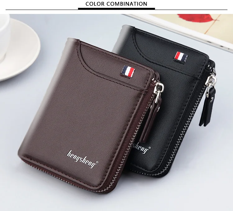 Vintage Men Leather Luxury Wallet Short Slim Male Purses Money Clip Credit Card Dollar Wallet Mens Card Purse