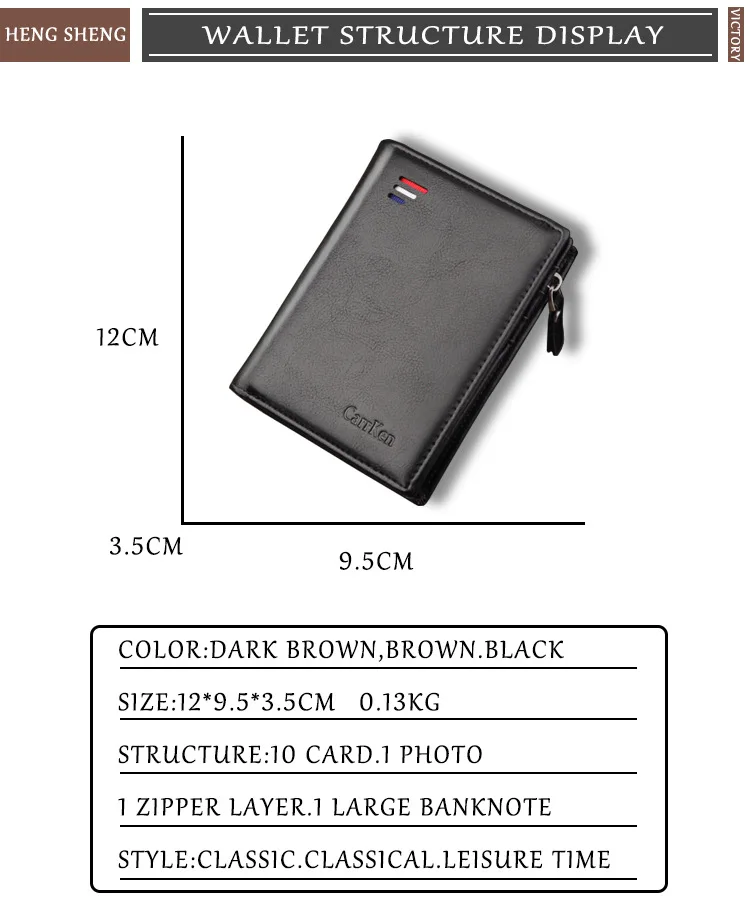Vintage Men Leather Luxury Wallet Short Slim Male Purses Money Clip Credit Card Dollar Wallet Mens Card Purse