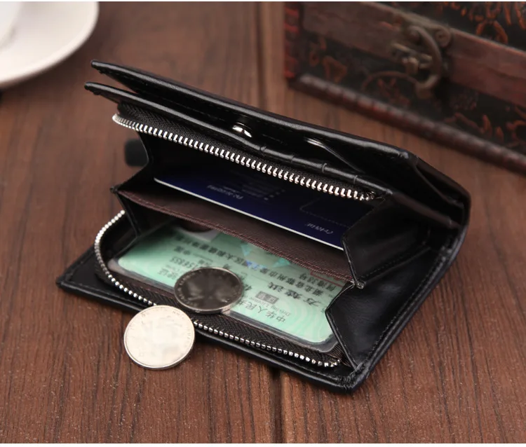 Vintage Men Leather Luxury Wallet Short Slim Male Purses Money Clip Credit Card Dollar Wallet Mens Card Purse