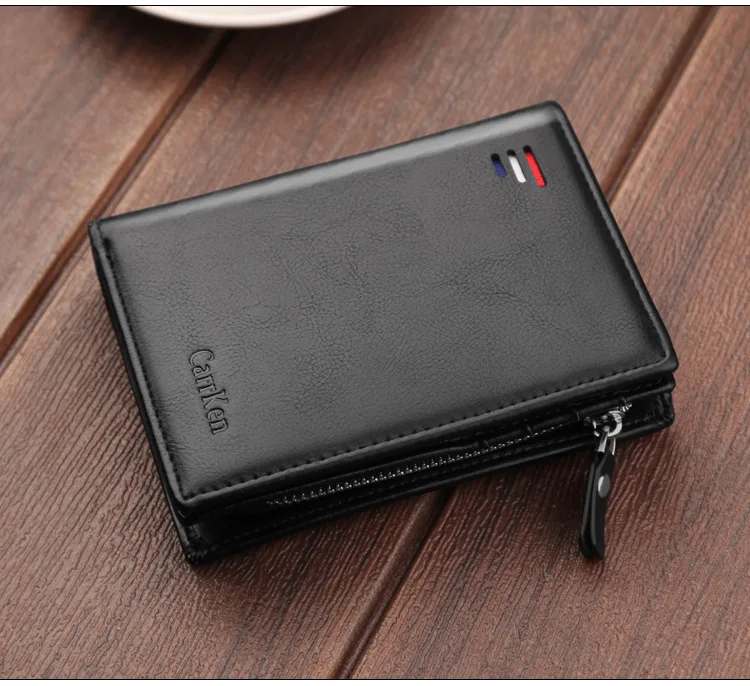 Vintage Men Leather Luxury Wallet Short Slim Male Purses Money Clip Credit Card Dollar Wallet Mens Card Purse
