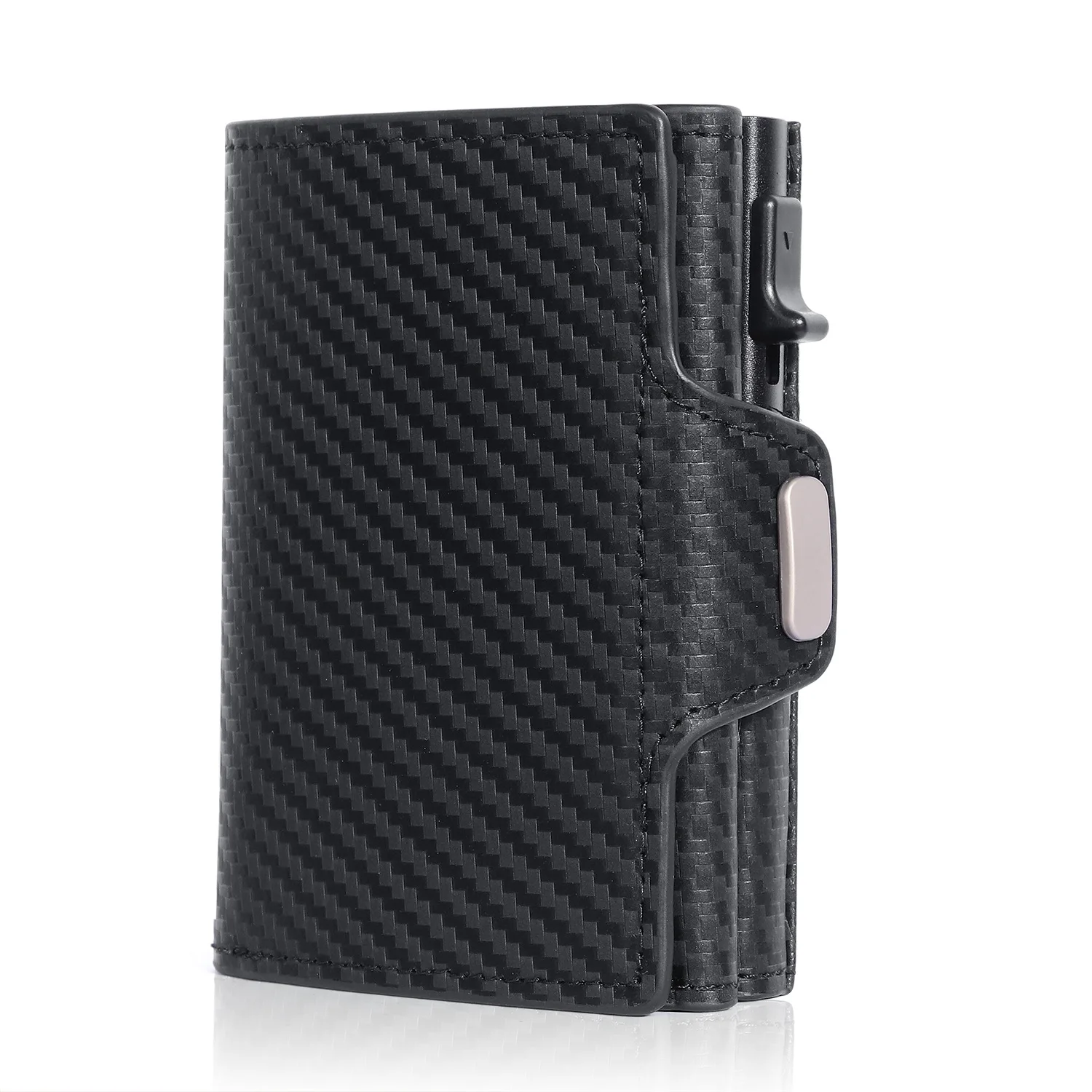 Pop-Up Credit Card Case with RFID Protection Pu Leather Wallet with Compartment for Notes and Coins for Men and Women