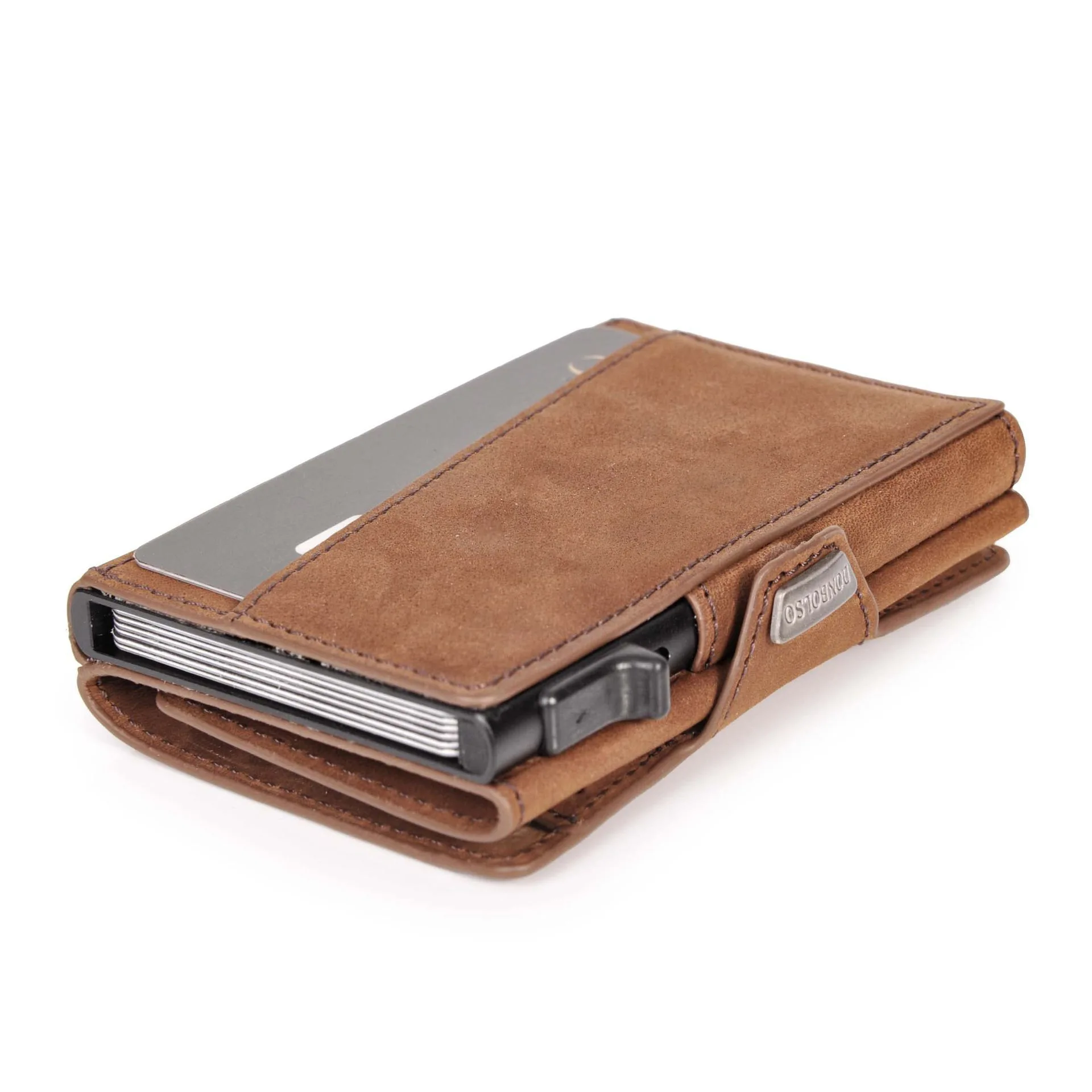 Pop-Up Credit Card Case with RFID Protection Pu Leather Wallet with Compartment for Notes and Coins for Men and Women