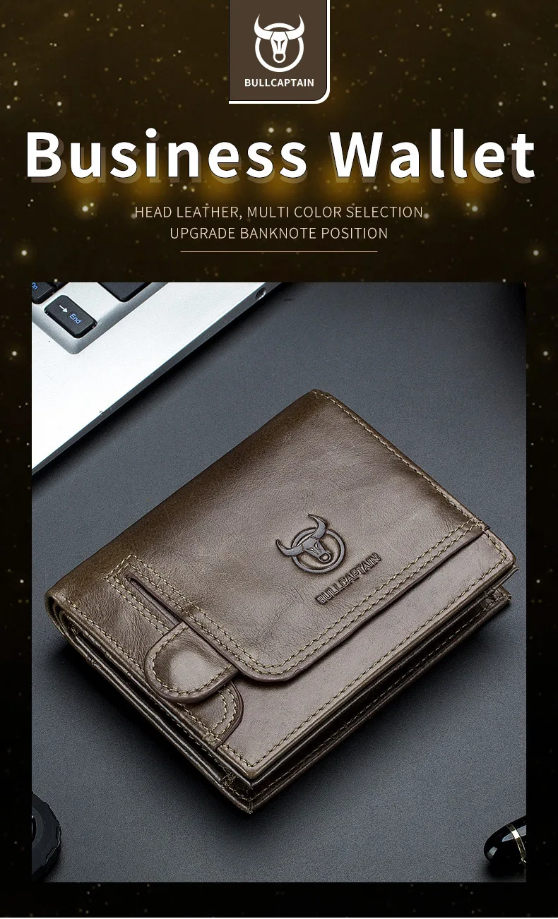 2023 Brand Genuine Leather Men's Wallet Cowhide Designer Male Purse Vintage ID Card Holder Luxury Money Bag