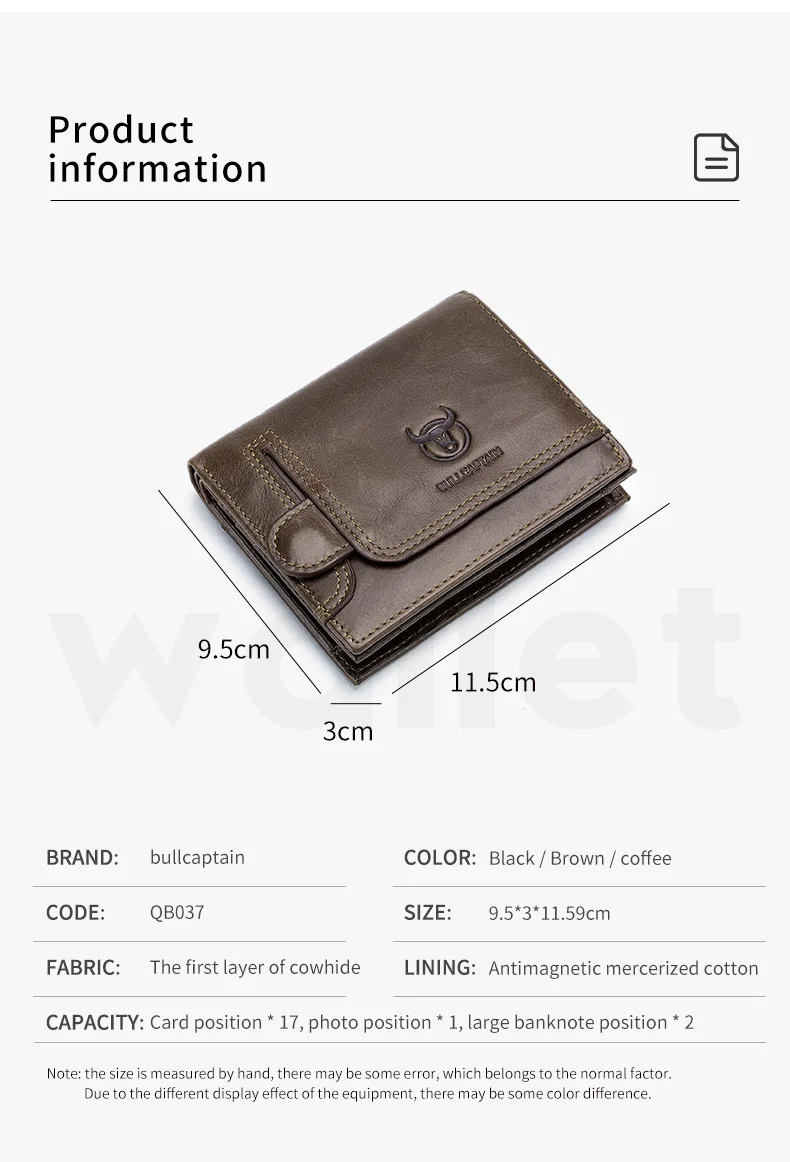 2023 Brand Genuine Leather Men's Wallet Cowhide Designer Male Purse Vintage ID Card Holder Luxury Money Bag