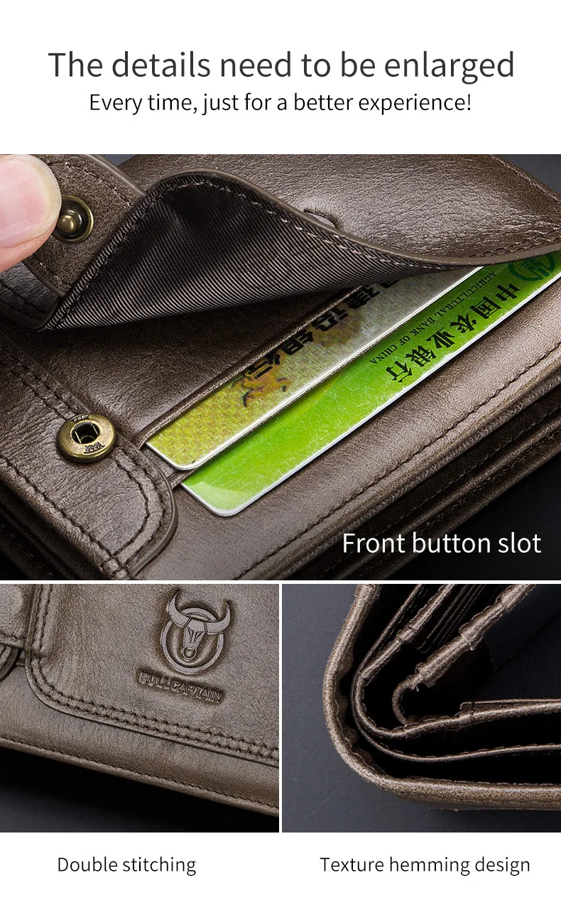 2023 Brand Genuine Leather Men's Wallet Cowhide Designer Male Purse Vintage ID Card Holder Luxury Money Bag
