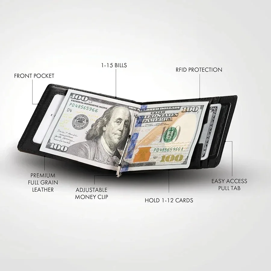 Money Clip Wallet for Men Slim Minimalist Mens RFID Blocking Vintage Card Wallet Money Clip Wallet for Men Slim Minimalist Mens RFID Blocking Vintage Card Wallet