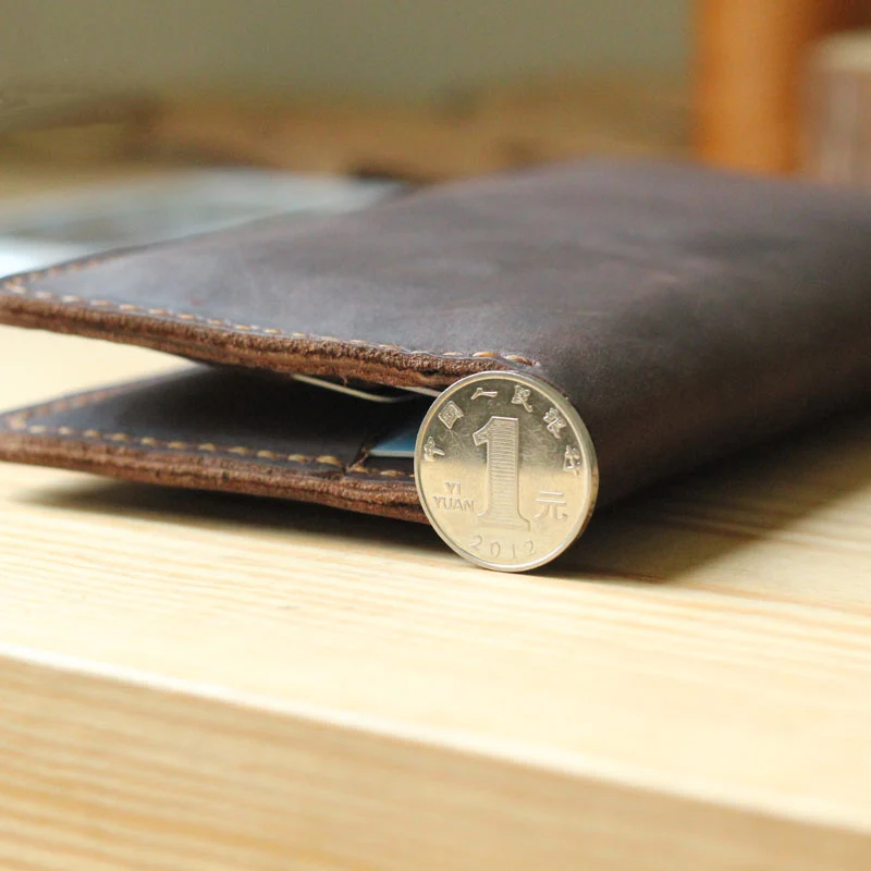 Handmade Vintage Crazy horse Genuine Leather Wallet men Leather long wallet clutch bag male purse money clips money bag