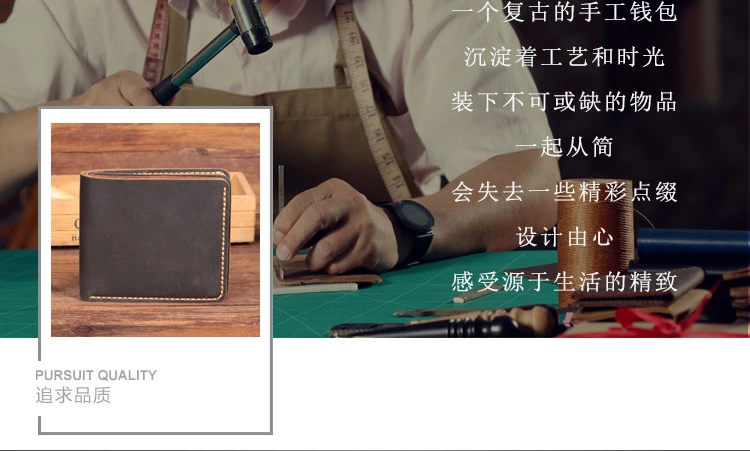 Handmade Vintage Crazy horse Genuine Leather Wallet men Leather long wallet clutch bag male purse money clips money bag
