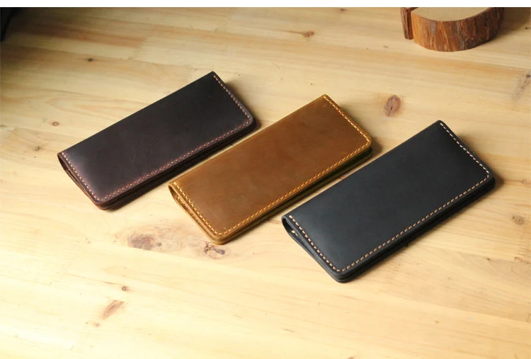 Handmade Vintage Crazy horse Genuine Leather Wallet men Leather long wallet clutch bag male purse money clips money bag