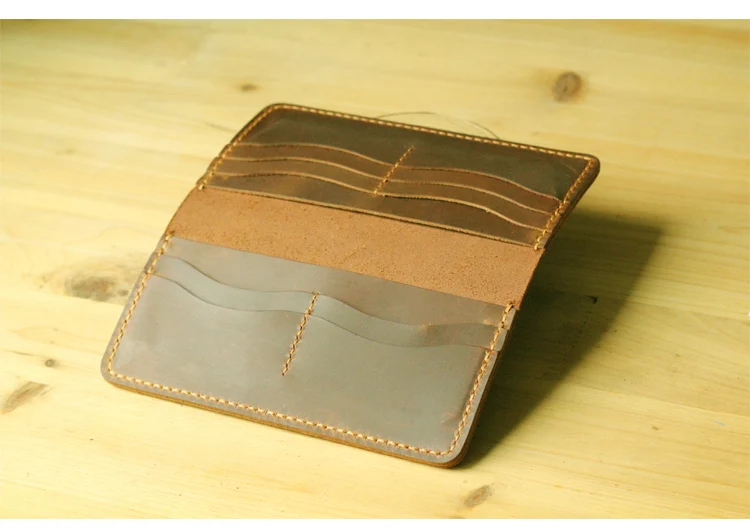 Handmade Vintage Crazy horse Genuine Leather Wallet men Leather long wallet clutch bag male purse money clips money bag