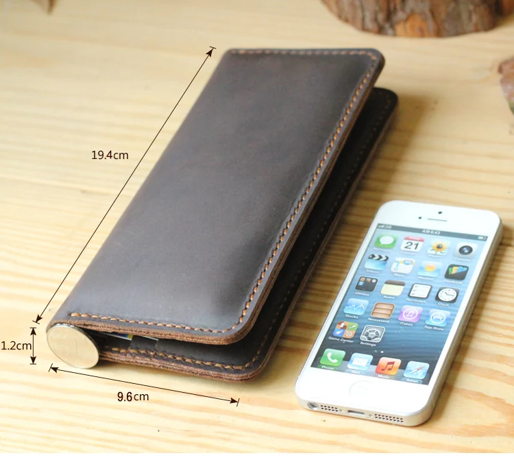Handmade Vintage Crazy horse Genuine Leather Wallet men Leather long wallet clutch bag male purse money clips money bag