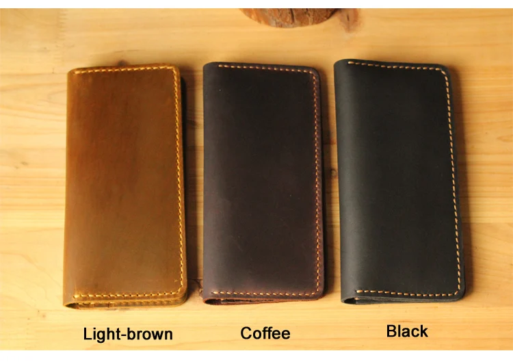 Handmade Vintage Crazy horse Genuine Leather Wallet men Leather long wallet clutch bag male purse money clips money bag