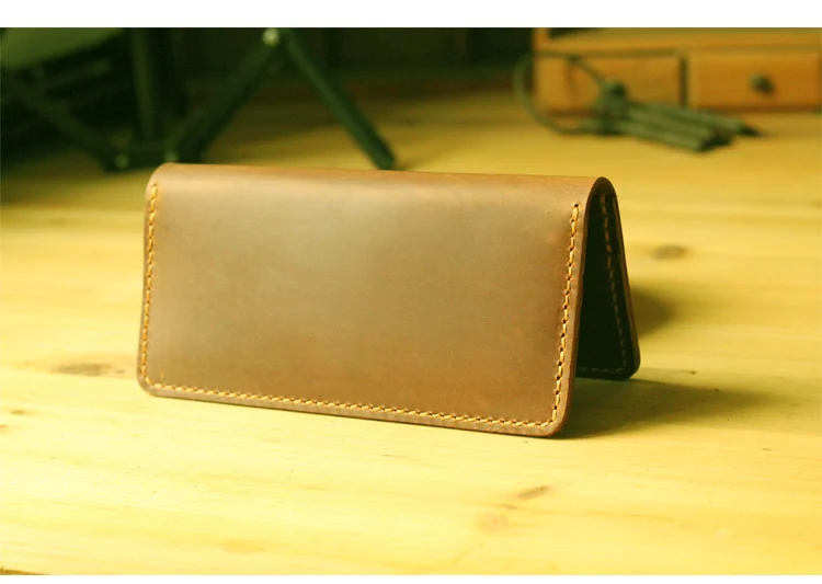 Handmade Vintage Crazy horse Genuine Leather Wallet men Leather long wallet clutch bag male purse money clips money bag