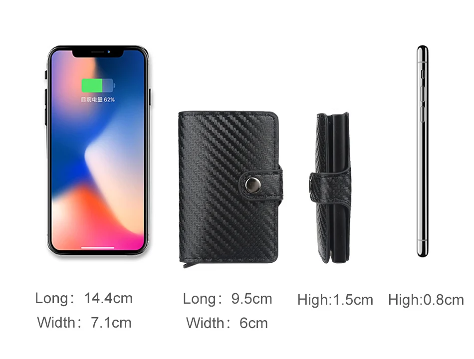 Carbon Fiber Credit Card Holder Wallet Men Rfid Smart Metal Thin Slim Pop Up Minimalist Wallet Small Black Purse Metal Vallet
