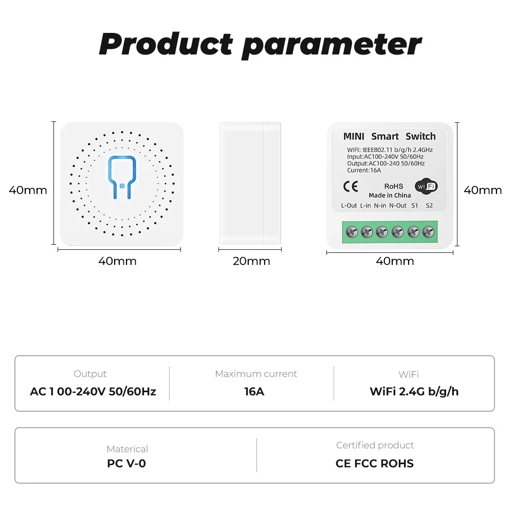 16A Tuya WiFi Smart Switch 2-way Control with Energy Monitor Switch Mini Smart Breaker Smart Life Control  Alexa Via Google Home