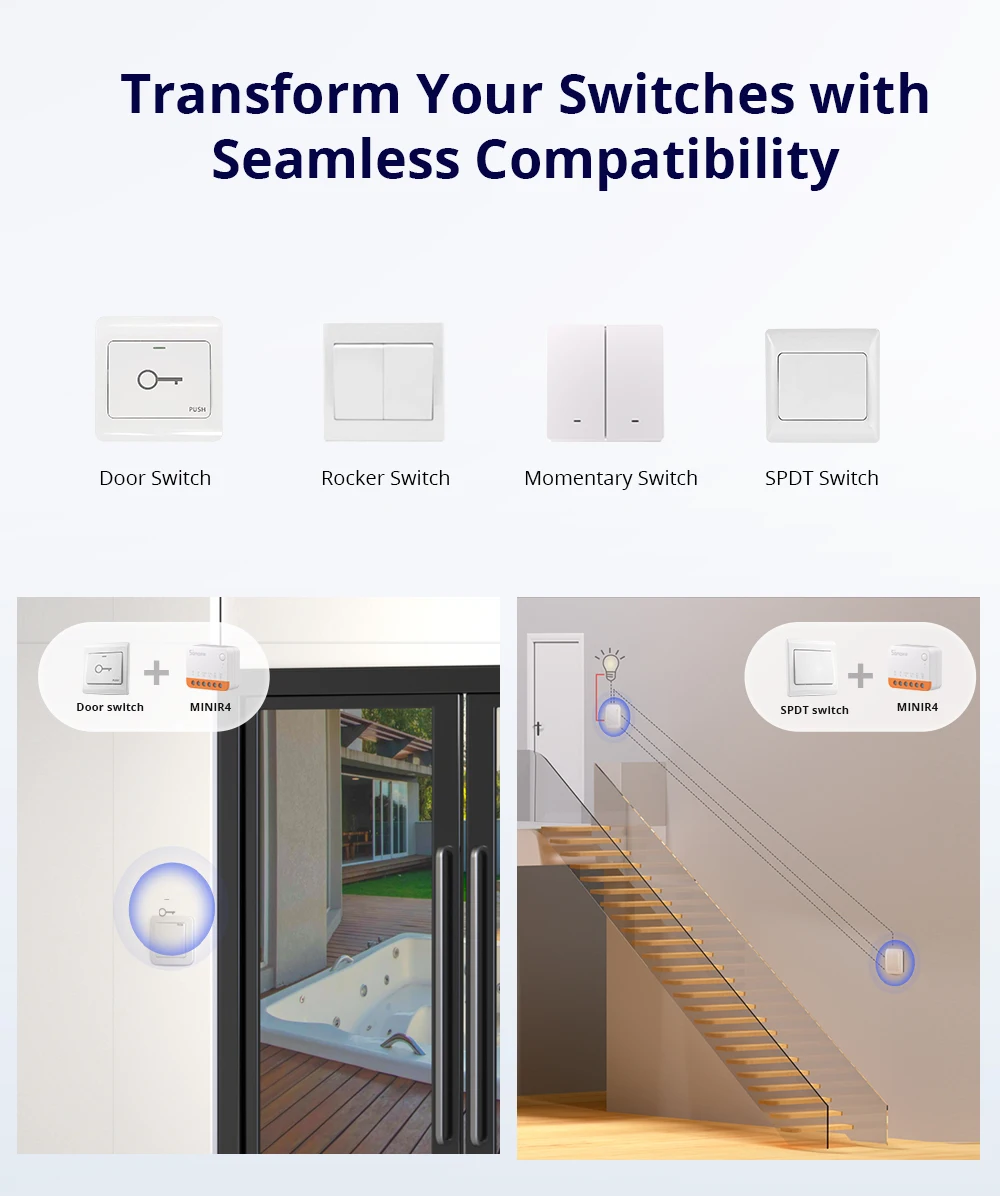 SONOFF MINIR4 Wifi MINI Smart Home Switch Supports External Switch Detach Relay Mode Wi-Fi Remote Control via eWeLink APP Alexa SONOFF MINIR4 Wifi MINI Smart Home Switch Supports External Switch Detach Relay Mode Wi-Fi Remote Control via eWeLink APP Alexa