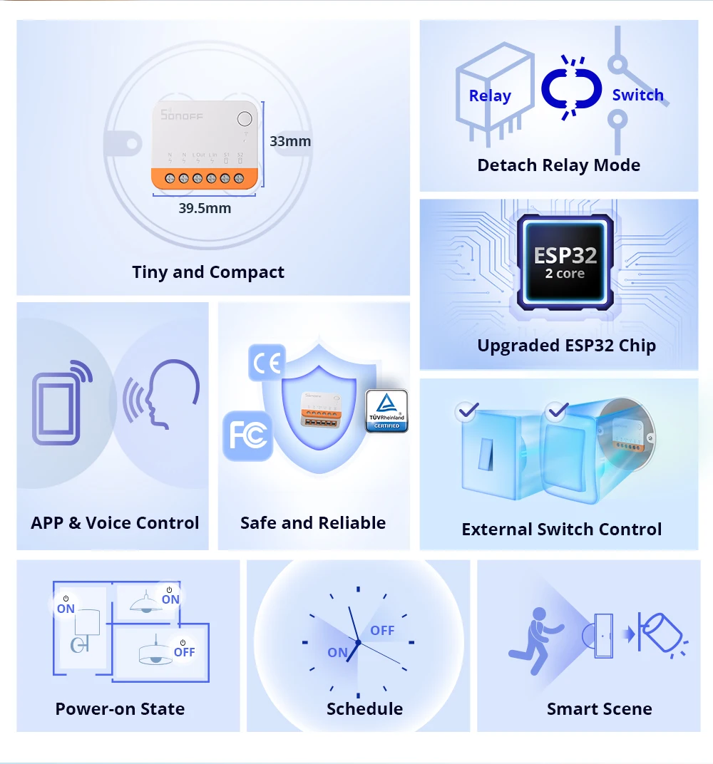 SONOFF MINIR4 Wifi MINI Smart Home Switch Supports External Switch Detach Relay Mode Wi-Fi Remote Control via eWeLink APP Alexa SONOFF MINIR4 Wifi MINI Smart Home Switch Supports External Switch Detach Relay Mode Wi-Fi Remote Control via eWeLink APP Alexa