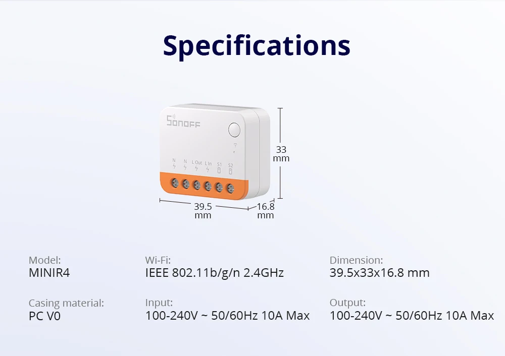 SONOFF MINIR4 Wifi MINI Smart Home Switch Supports External Switch Detach Relay Mode Wi-Fi Remote Control via eWeLink APP Alexa SONOFF MINIR4 Wifi MINI Smart Home Switch Supports External Switch Detach Relay Mode Wi-Fi Remote Control via eWeLink APP Alexa